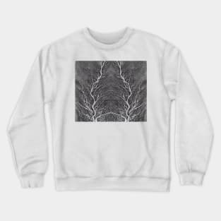 Grayscale Aesthetic Fractal Lightning Bolts - Black and White Abstract Artwork Crewneck Sweatshirt